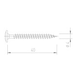 Upevňovací vrut V5142 - 4x40 mm - nerez A2, drážka Torx